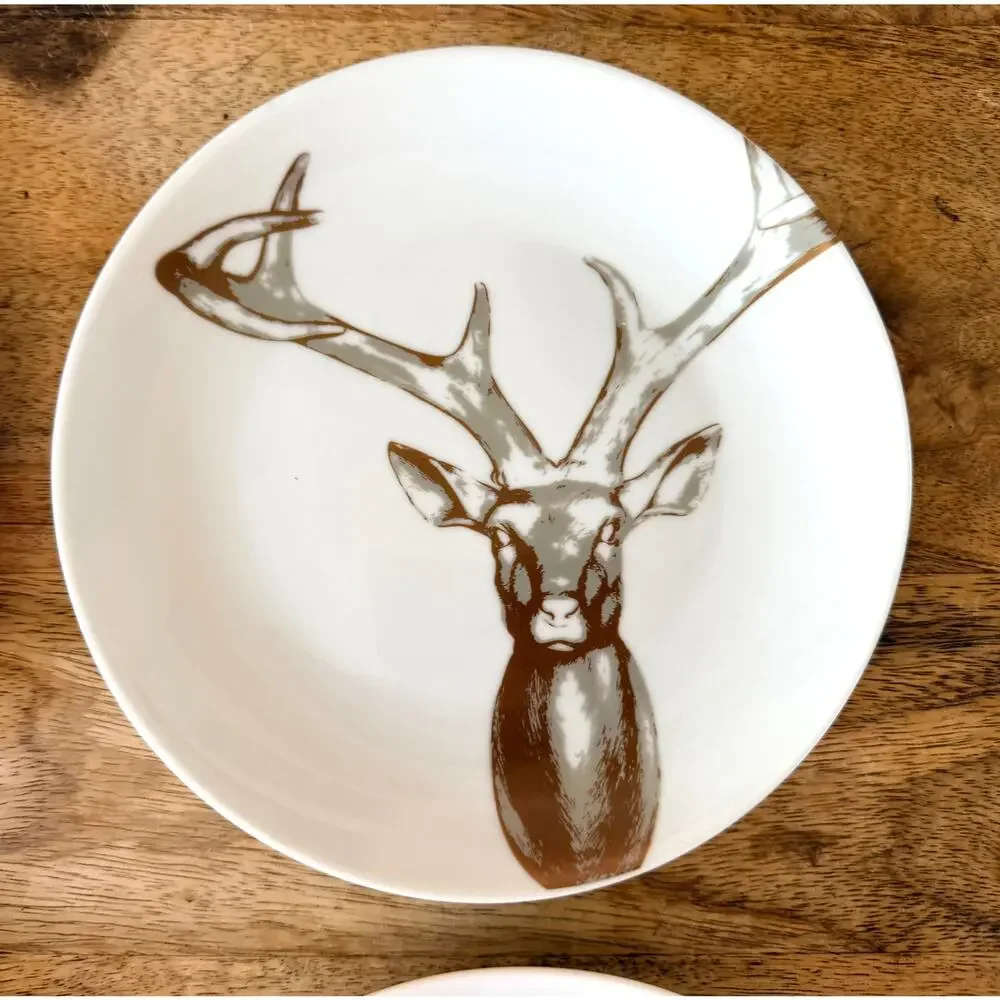 New Z Gallerie Golden Antler Appetizer Plates Set of 4, Ceramic Gold NIB